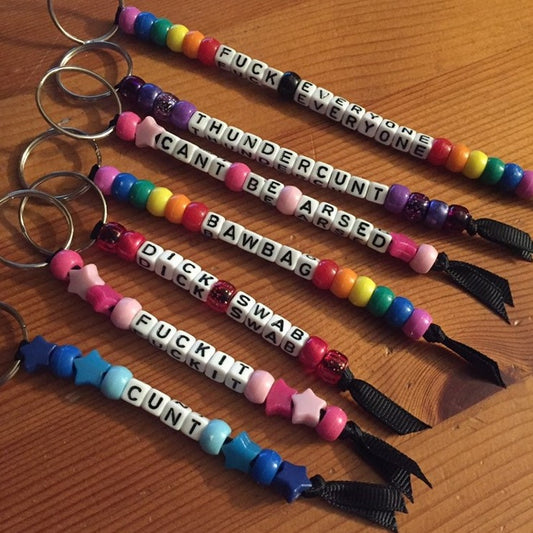 Swear word/s, Personalised Bead Keyring